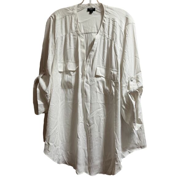 Torrid White Harper Long Sleeve Blouse - Size 3 - Picture 1 of 7